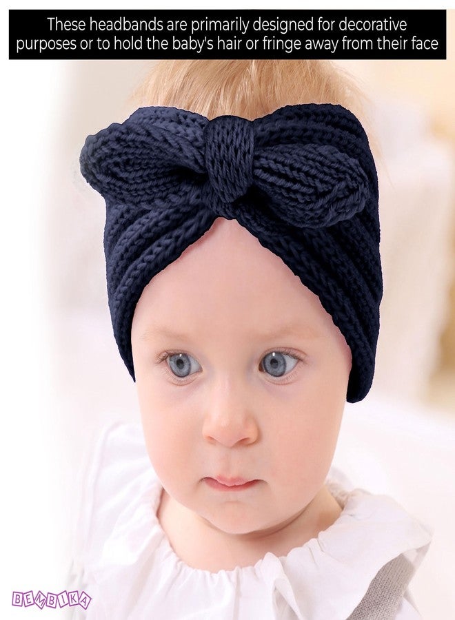 Bembika Beanie with Headband for Baby Girls – Soft & Stylish Hair Accessories, Elastic Newborn Headbands for Girls -(0–24 Months | Dark Blue) - Image 5