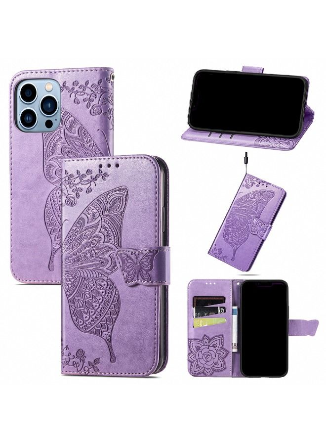 iPhone 14 Pro Max Wallet Case PU Leather Book Folding Flip Folio Case with Card Holders Kickstand Magnetic Closure Protective Cover for iPhone 14 Pro Max Purple  - Image 2