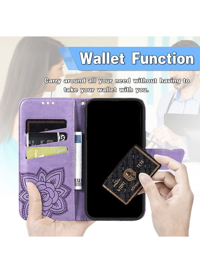 iPhone 14 Pro Max Wallet Case PU Leather Book Folding Flip Folio Case with Card Holders Kickstand Magnetic Closure Protective Cover for iPhone 14 Pro Max Purple  - Image 4