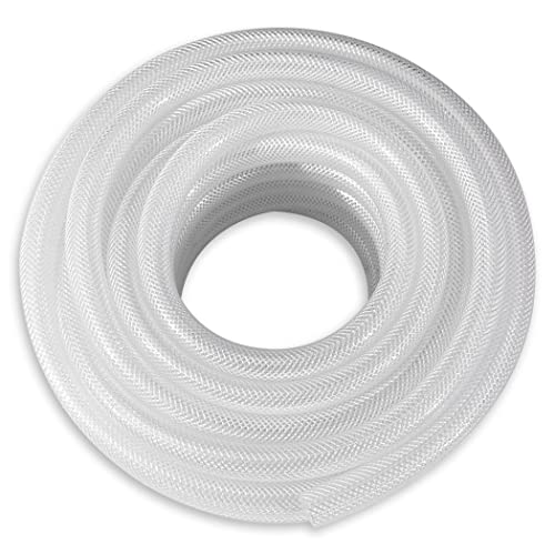 DAVCO 3/8" ID × 50 ft Clear Braided Plastic Vinyl Tubing Flexible High Pressure Reinforced PVC Hose - Image 1