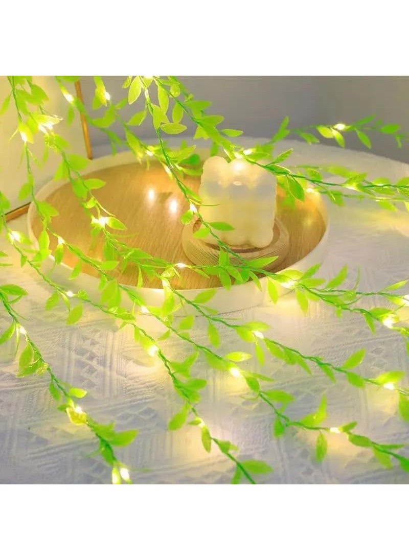 Generic Grab Smart Artificial Vine Leaf Curtain LED String Copper Light 200 LEDs 8 Modes Remote Control Adjustable Brightness AC Plug 3x2m Ideal for Bedroom Warm White 3x2 Meter  - Image 5