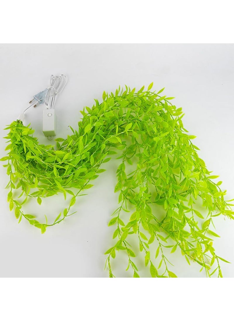 Generic Grab Smart Artificial Vine Leaf Curtain LED String Copper Light 200 LEDs 8 Modes Remote Control Adjustable Brightness AC Plug 3x2m Ideal for Bedroom Warm White 3x2 Meter  - Image 3