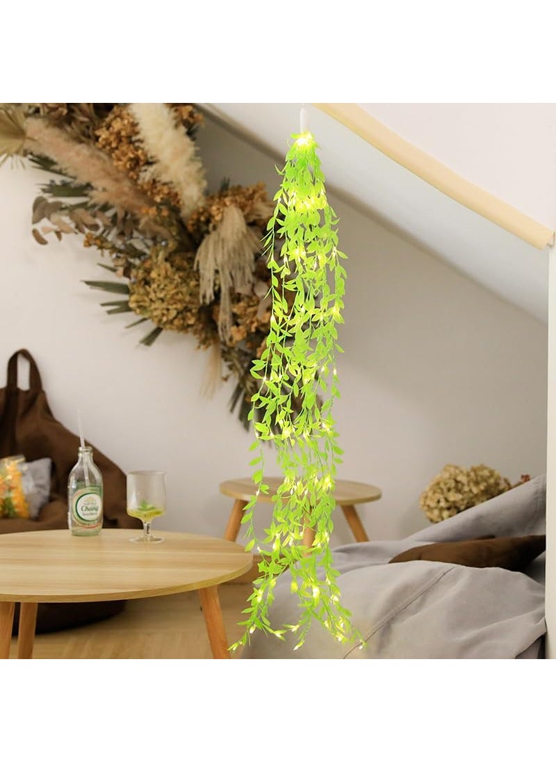 Generic Grab Smart Artificial Vine Leaf Curtain LED String Copper Light 200 LEDs 8 Modes Remote Control Adjustable Brightness AC Plug 3x2m Ideal for Bedroom Warm White 3x2 Meter  - Image 4