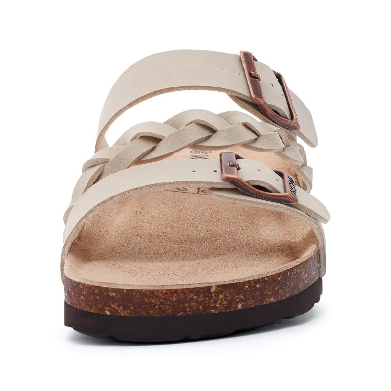 KIDMI Women's Cork Footbed Sandals with Arch Support Comfortable Slip-On Slide Sandals With Adjustable Buckle for Summer, Stone 40 - Image 4