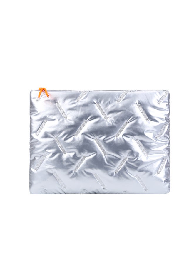 Fashion Women's Computer Bag Large Capacity Ultra-light 14-inch Laptop Tablet Inner Bag Storage Bag-Color:Silver - Image 1