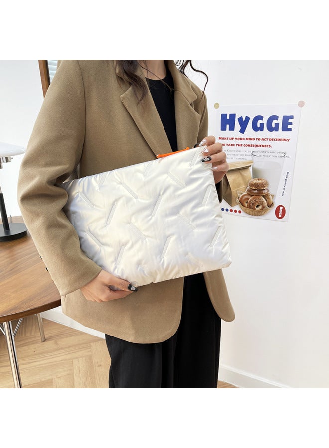 Fashion Women's Computer Bag Large Capacity Ultra-light 14-inch Laptop Tablet Inner Bag Storage Bag-Color:Silver - Image 4