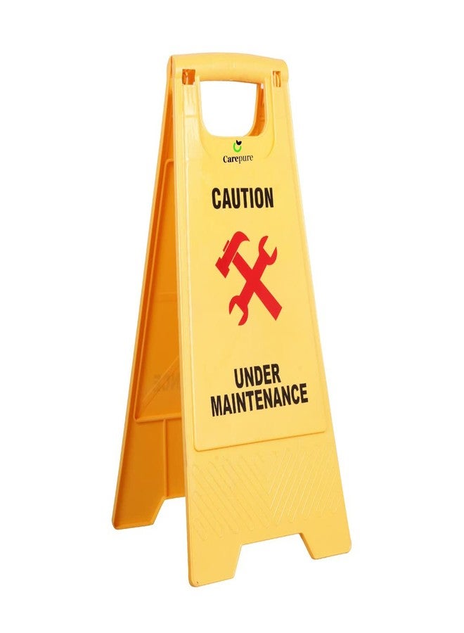 Carepure Under Maintenance Caution Sign Board | ABS-Plastic | Standing Caution Sign Board Under Maintenance - Yellow - Image 2