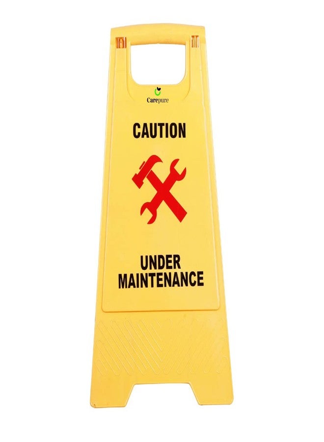 Carepure Under Maintenance Caution Sign Board | ABS-Plastic | Standing Caution Sign Board Under Maintenance - Yellow - Image 1
