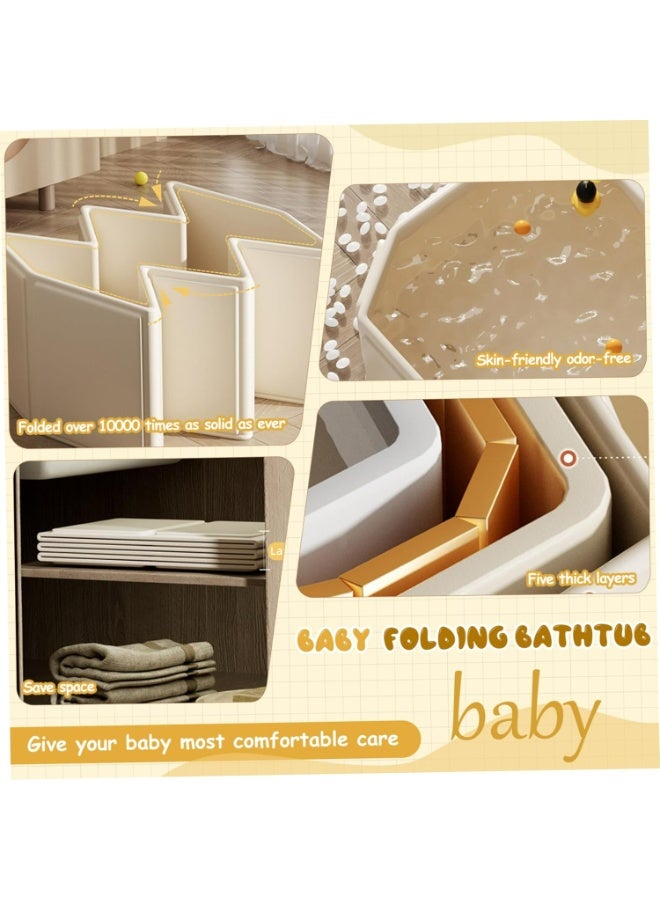 Portable Foldable Baby Bathtub - Space Saving Multifunctional Large Infant Tub with 5-Layer Insulation & Reinforced Support for 0-4 Years - Image 3