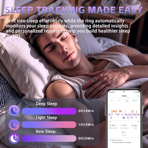 Anarow Smart Ring for Men Women – Fitness Tracker Ring with Heart Rate, SpO2, Blood Pressure, Sleep Monitoring, Step & Calorie Counter, No Subscription Fee, iOS & Android Compatible (Black, 12) - Image 2