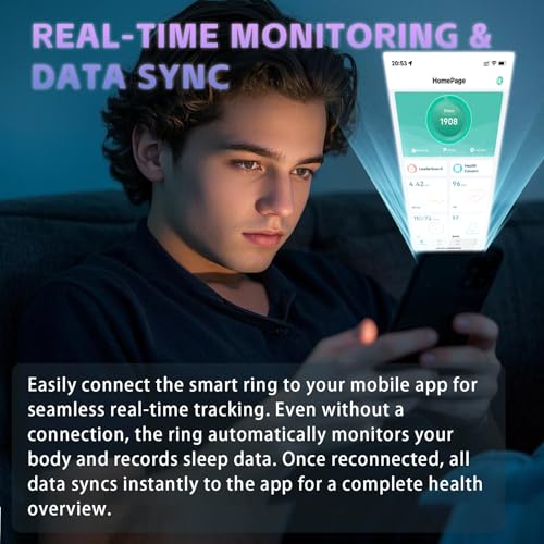 Anarow Smart Ring for Men Women – Fitness Tracker Ring with Heart Rate, SpO2, Blood Pressure, Sleep Monitoring, Step & Calorie Counter, No Subscription Fee, iOS & Android Compatible (Black, 12) - Image 5