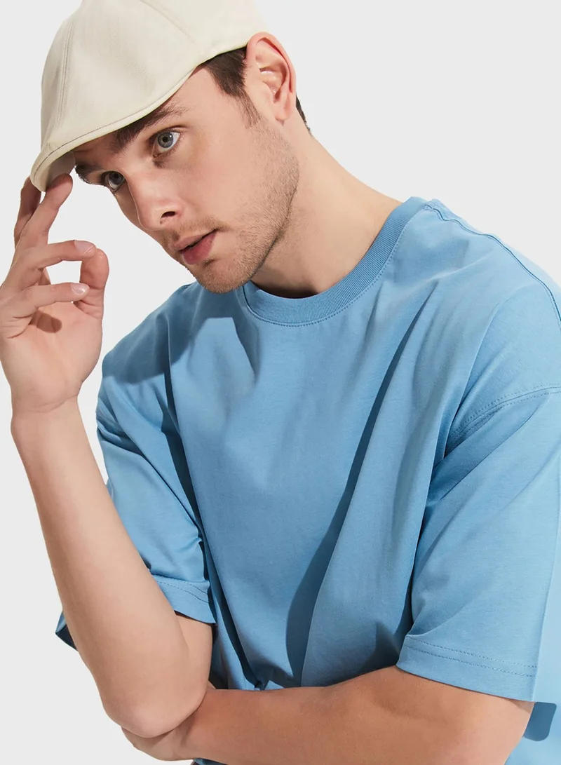 JUNE Ribbed  Collar T-Shirt