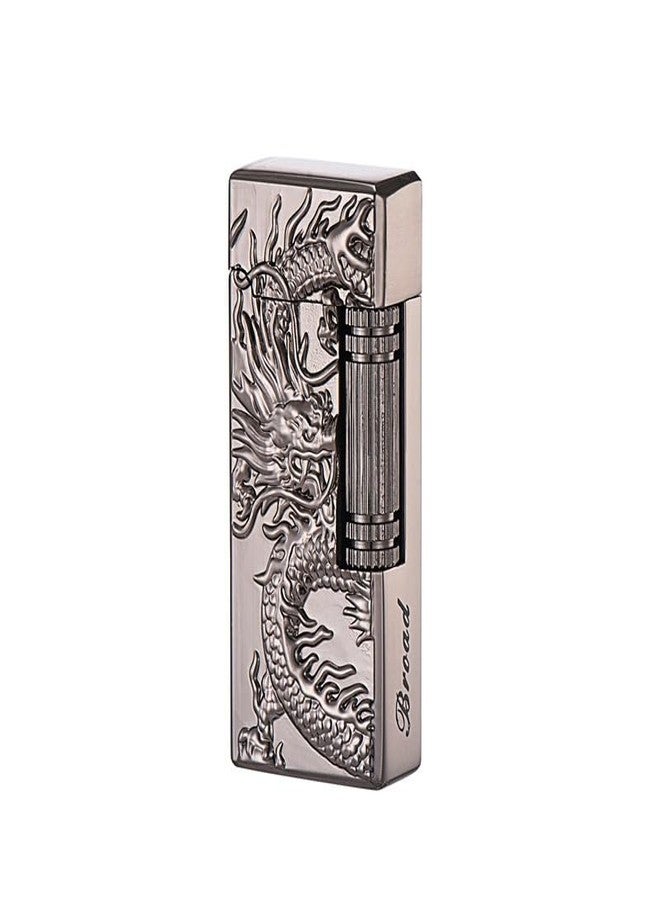 WVMKOR (Without Butane) Metal Butane Lighter with Flint, Soft Flame, Dragon Design,Candle Lighter (Black Dragon) - Image 1