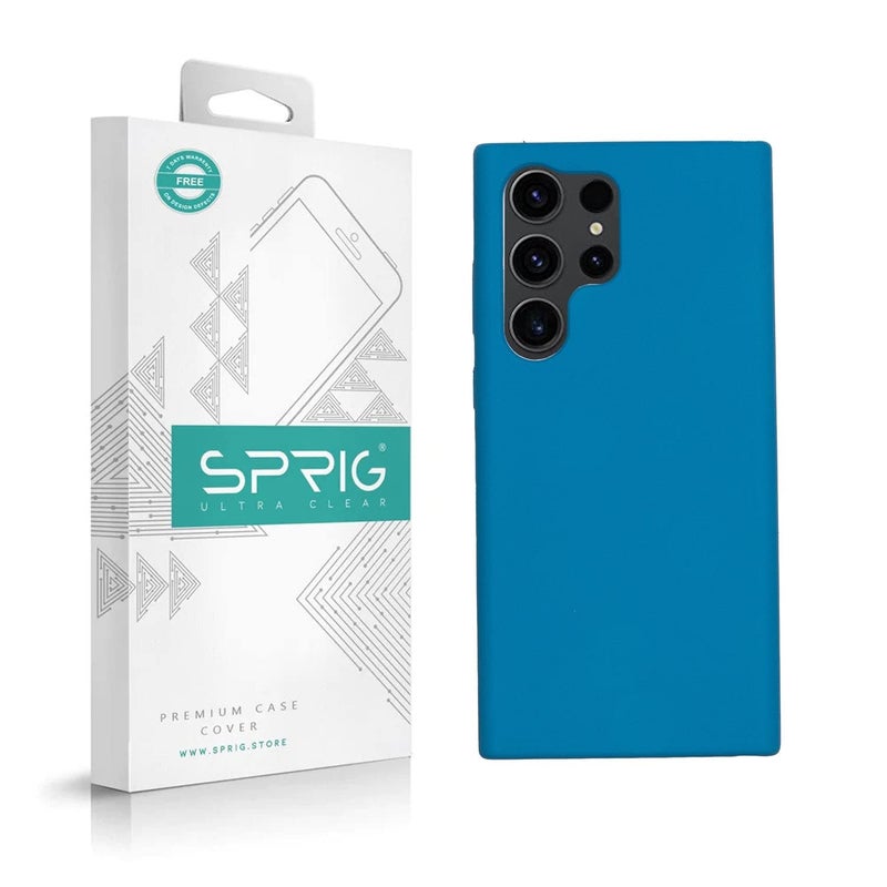 SPRIG Compatible with Samsung Galaxy S24 Ultra Phone Liquid Silicone Premium Back Cover Drop Tested Shock Proof Mobile Case for Men Women Boys and Girls with Camera Protection Navy Blue