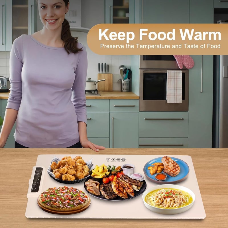 Deoxys Electric Warming Tray with Adjustable TemperatureNew Upgrade Electric Heating Tray Foldable Food Warmer Fast Heating Electric Warming Hot Plate Trays for Buffets Party to Keep Food Warm - Image 4