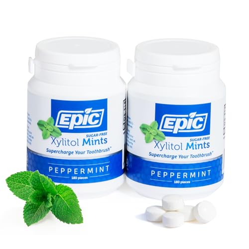 Epic 100 Xylitol Mints  Aspartame Free Sugar Free  Peppermint Flavored Mints 180 Pieces Pack of 2 - Image 1