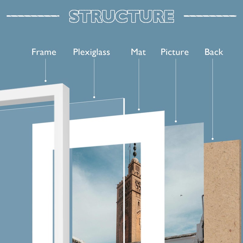 Wiscet 8X10 Picture Frame Set Of 9  Display Pictures 5X7 With Mat Or 8 X 10 Without Mat  Photo Frame For Wall Mounting Or Tabletop Display  White. - Image 4