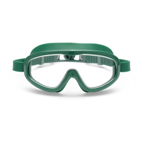 Petites Pommes Kid Goggles for Swimming Ages 38 Lightweight Silicone AntiFog Wide Lens Retro Design Child Swim Goggles Adjustable Straps HairSafe Buckle Cotton Pouch Included Oxford Green - Image 1