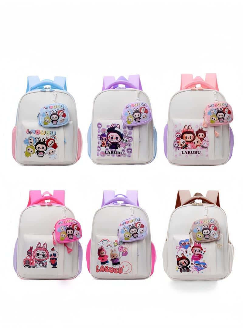 LABUBU Cute Kindergarten School Bag, Rabu School Bag, Cartoon 3-5 Years Old Trendy Children's Backpack, Contrast Color Children's Backpack 33*26*12CM - Image 2