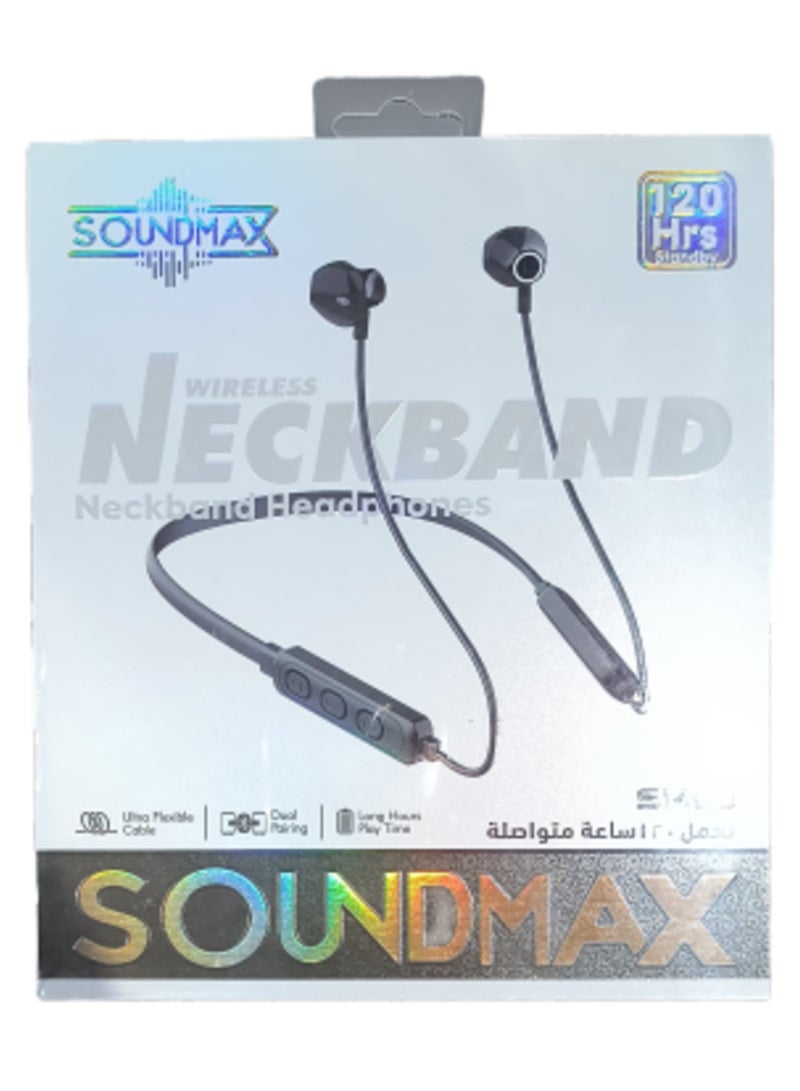 Soundmax Wireless Neckband Headphones - 120 Hours Standby - Image 1
