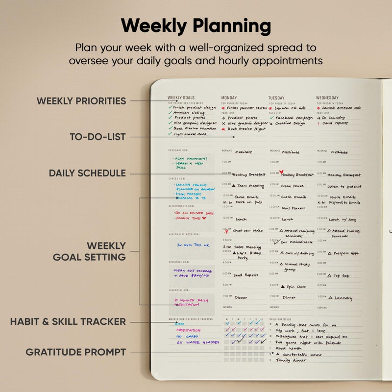 PRODUCTIVITY STORE Hourly Planner & Appointment Book (8.5â€ x 11â€) - Premium Hourly Planner with Daily Schedule & 30-Minute Time Slots for Better Time Management by PRODUCTIVITY STORE (A4, Black) - Image 3