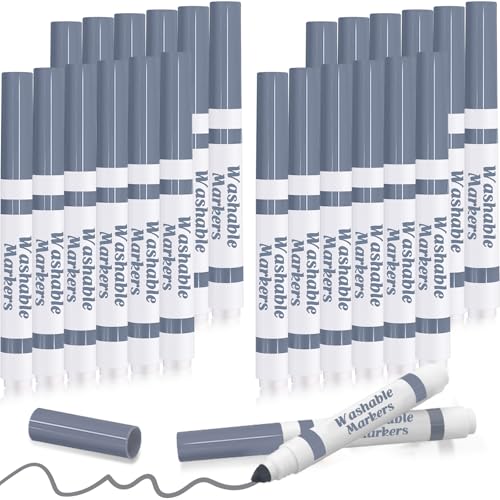 Janlaugh 24 Pcs Washable Markers Bulk Broad Line Markers Coloring Conical Tip Large pens for Kids art projects Teachers Students Toddlers Party Favors Classrooms DonationsGray - Image 1