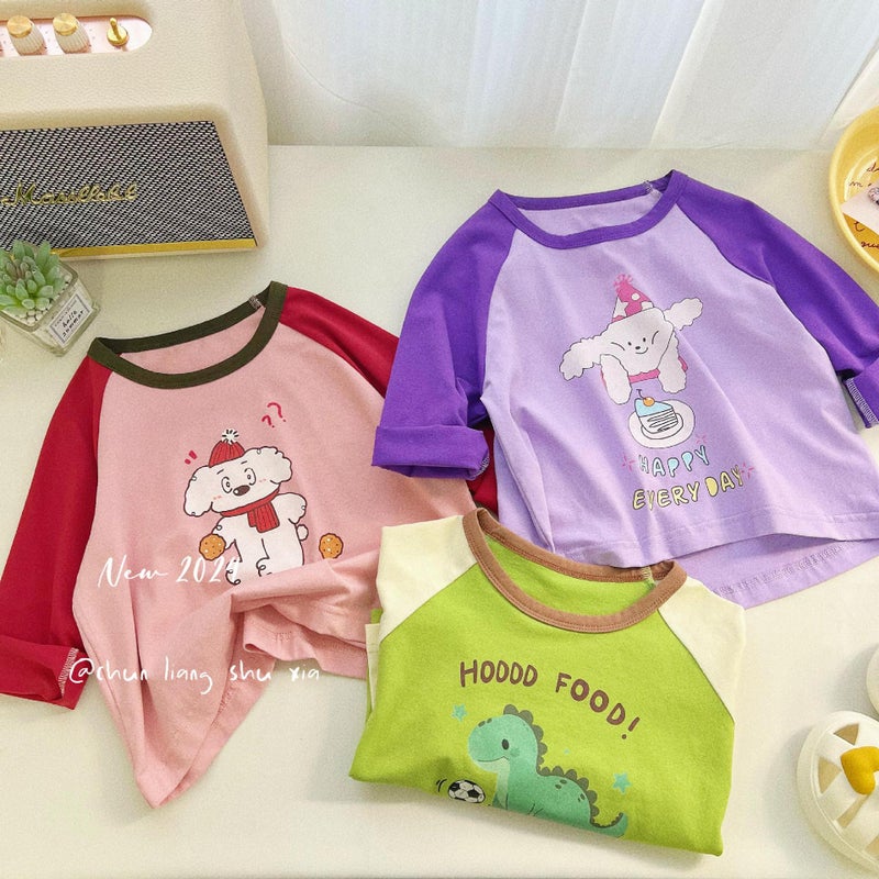 Xiaobanlang Pure Cotton Children'S Long-Sleeve T-Shirt For Boys And Girls, Class A Korean Style Base Shirt, Baby Raglan Top For Toddlers And Young Children - Image 2