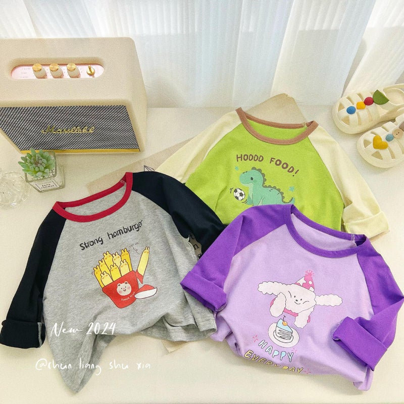 Xiaobanlang Pure Cotton Children'S Long-Sleeve T-Shirt For Boys And Girls, Class A Korean Style Base Shirt, Baby Raglan Top For Toddlers And Young Children - Image 3