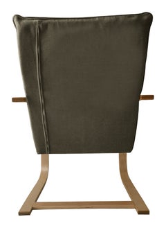 Moon Home and more.. Modern Bentwood Relaxing Chair Chenille Fabric Upholstered Relax Rocker Lounge Chair Brown  - Image 5