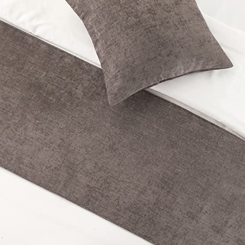AMBERIS Bed Runner Grey, Chenille Soft No Fading Modern Bed Scarf - Image 3