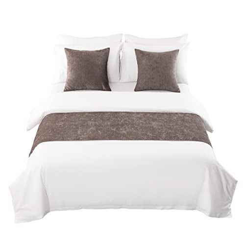 AMBERIS Bed Runner Grey, Chenille Soft No Fading Modern Bed Scarf - Image 4