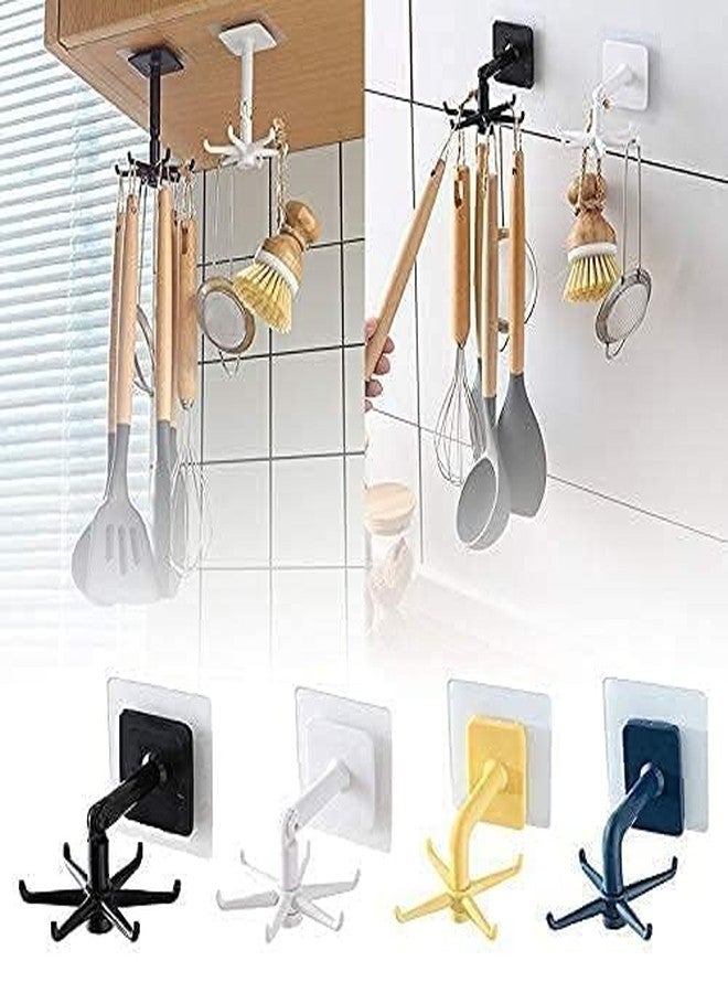 TEZURTH Plastic 1 Piece 360 ° Rotating Folding Hook Self-Adhesive Wall Hook Hanger Sticker Mounted Utensil Hanging Storage Organizer Rotary Hook (Multi Color) - BAZ0448 - Image 4