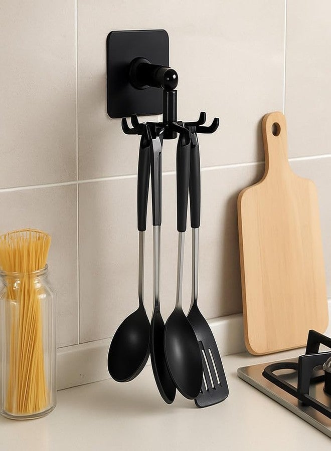 TEZURTH Plastic 1 Piece 360 ° Rotating Folding Hook Self-Adhesive Wall Hook Hanger Sticker Mounted Utensil Hanging Storage Organizer Rotary Hook (Multi Color) - BAZ0448 - Image 1