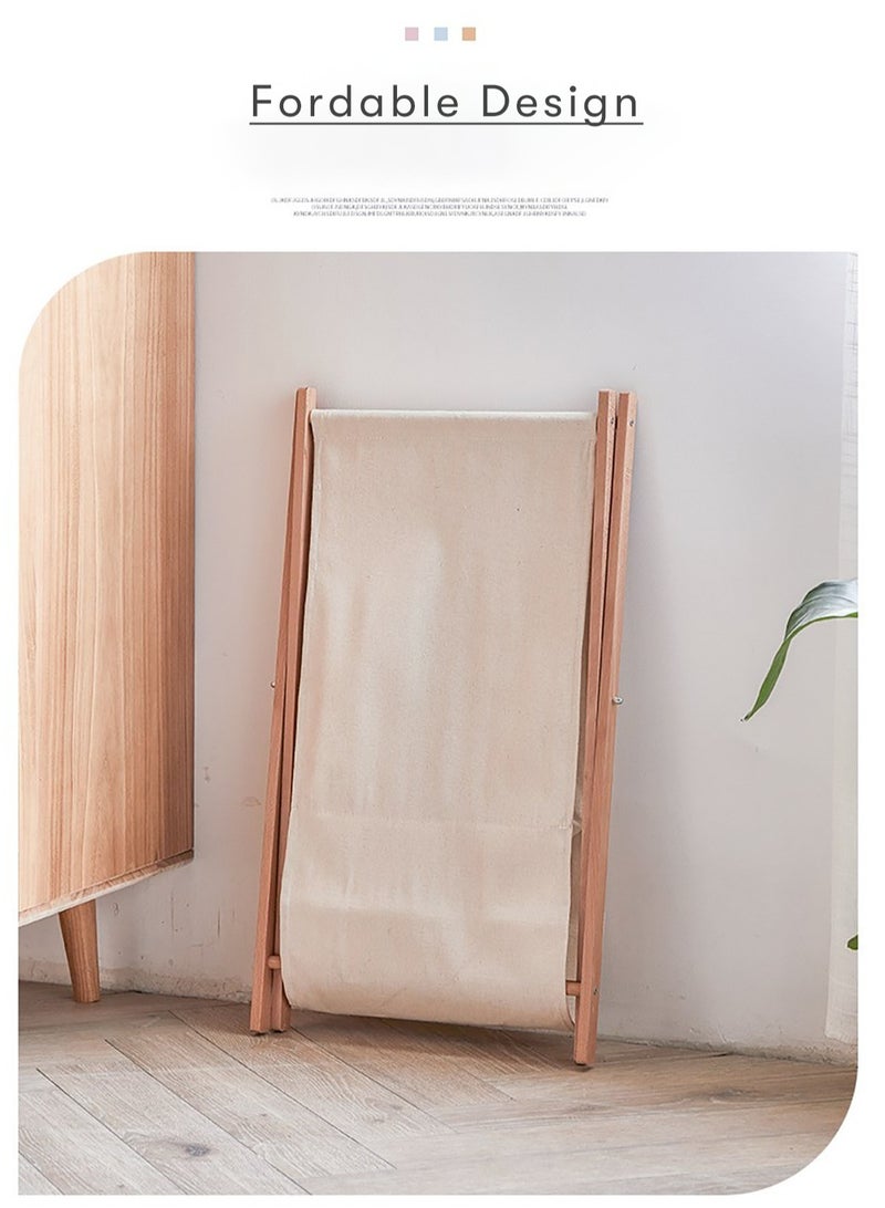 Merry Moments Foldable Dirty Clothes Basket Laundry Basket Laundry Hamper Laundry Bag Laundry Bin Fabric Laundry Storage Organizer for Bathroom Washroom Bedroom Natural Solid Wood Washable H58xL40xW32 cm  - Image 5