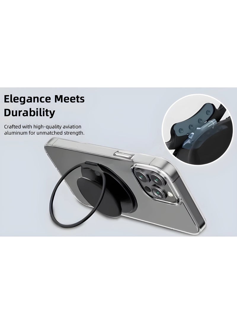 Eminence Voyager Black Magsafe Phone Grip and Ring | Silicon Phone Grip, Wireless charging Compatible, with Adapter Ring  - Image 3