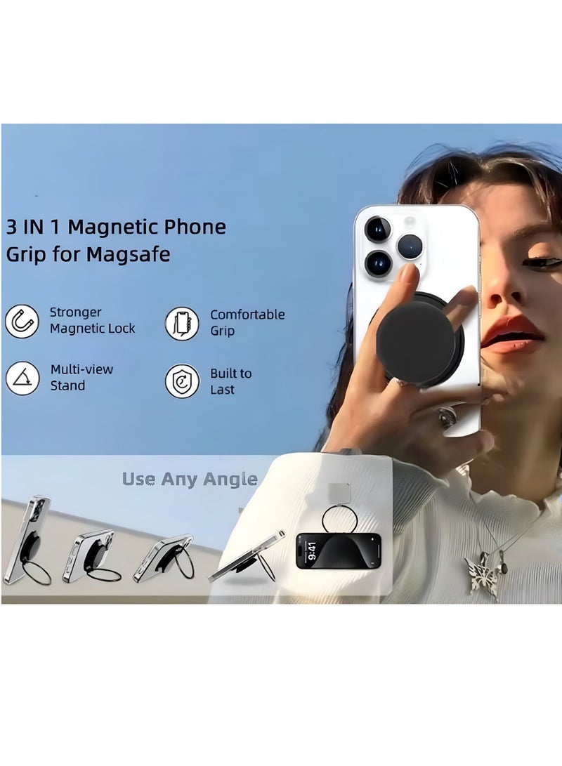 Eminence Voyager Black Magsafe Phone Grip and Ring | Silicon Phone Grip, Wireless charging Compatible, with Adapter Ring  - Image 5