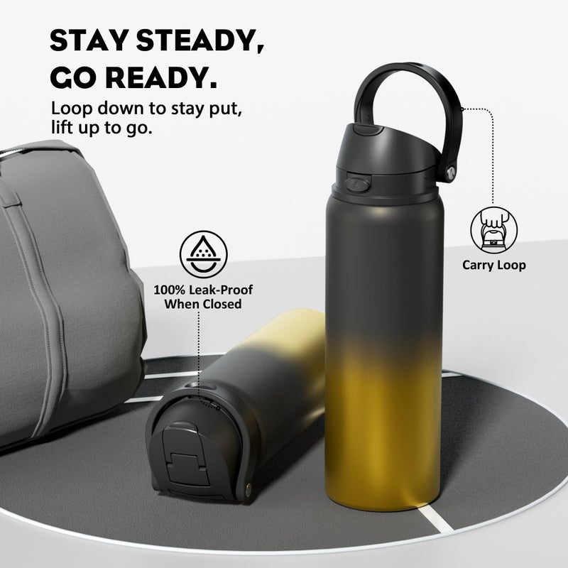 Powcan 32 Oz Insulated Water Bottle: 2-In-1 Push-Button Spout & Quick-Flip Straw Lid  Leakproof  Keep Cold 24Hrs  Bpa-Free  Stainless Steel Water Bottle For Sports  School  Travel  Gym  Gift (King) - Image 4