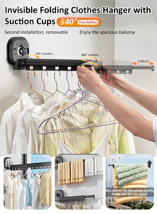 Foldable Telescopic Clothes Rack with Strong Suction Power Super load-bearing, balcony storage - Image 3
