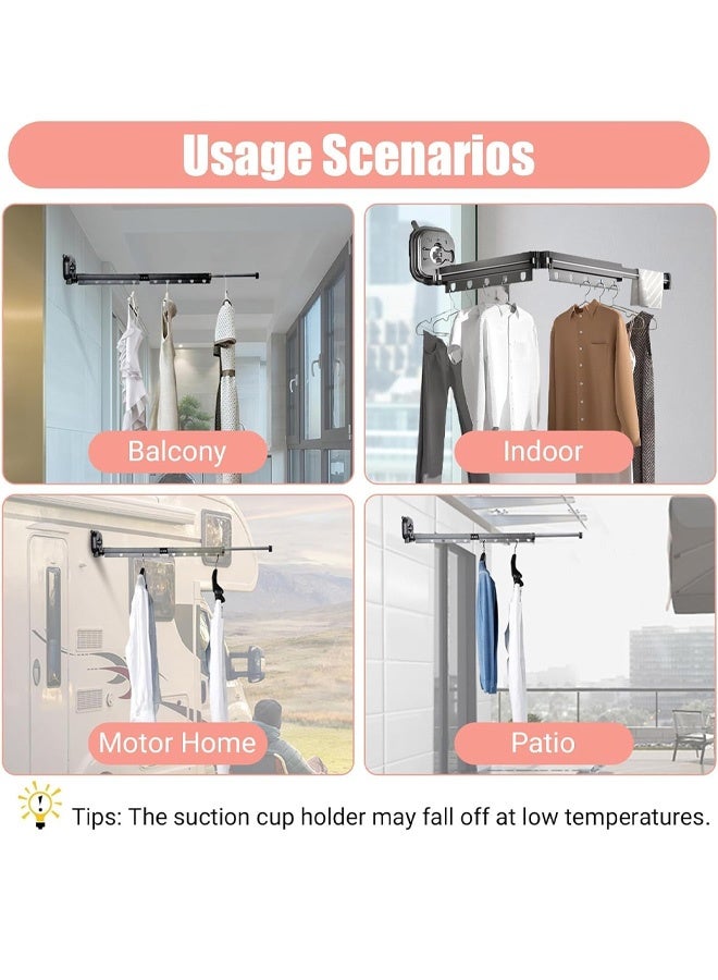 Foldable Telescopic Clothes Rack with Strong Suction Power Super load-bearing, balcony storage - Image 5