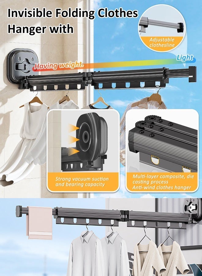 Foldable Telescopic Clothes Rack with Strong Suction Power Super load-bearing, balcony storage - Image 1