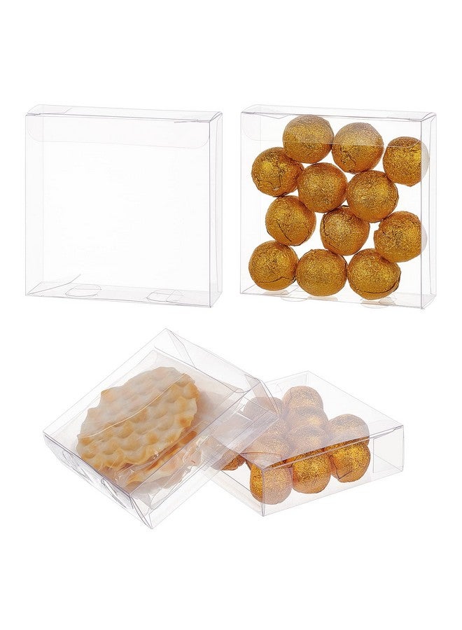 30Pcs Transparent Gift Boxes 4X4X1.2 Rectangle Pvc Clear Wedding Favour Boxes For Candy Chocolate Valentine'S Day Party Favor Festival Gift Packaging