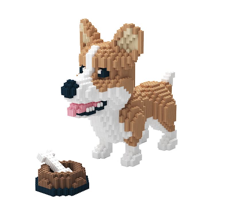 BDYDT Animal Corgi Dog and Food Micro Building Blocks Set 1860 Pieces Gift for Adults and Kids Ages 14 Years and Up - Image 1