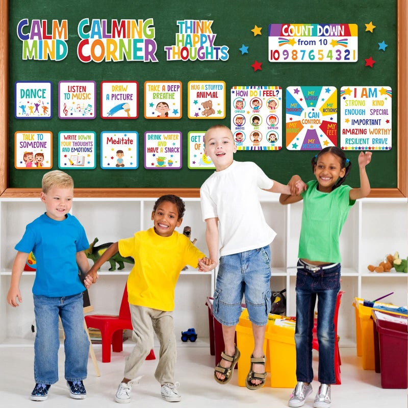 Pajean Calm Down Corner Bulletin Board Set for Classroom Decoration Feelings Chart Mental Health Feeling Management Poster for Kindergarten Emotions Poster Decor School(Bright Colors) - Image 5