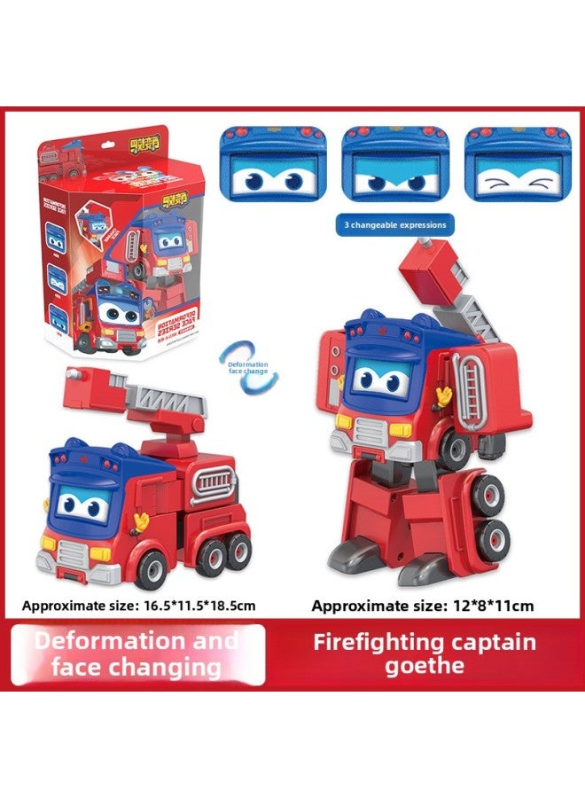 Baibian School Ba Goethe Toy Deformation Fire Sheriff Engineering Car Children Robot Set Six-in-One Boy-Color:Deformation Face-Fire Goethe-Large - Image 1