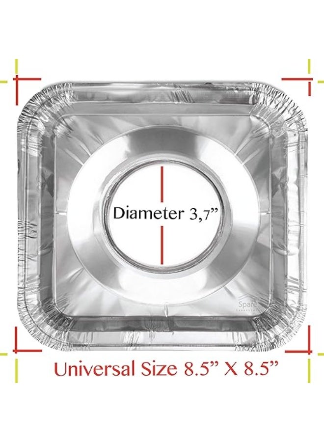 KASTWAVE Disposable Gas Burner Liners 50 Pack, Aluminum Foil Square Stove Covers, Range Protectors, Stove Top Foil Covers for Gas Burners, Catch Food Spills, Aluminum Stove Burner Cover, Foil Liner 8.5x8.5 In - Image 2
