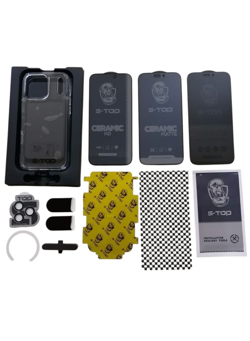 اس-توب مجموعة الحماية الكاملة 10 في 1 لهاتف iPhone 17 Pro Max - حماية شاملة وجودة عالية - Image 4