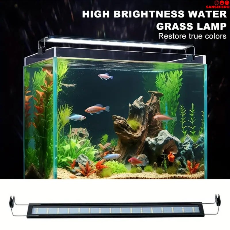 SANSEFERO إضاءة إطار العشب فائق النحافة للأحواض المائية (LY-40S | 12W | 40 سم) إضاءة LED فائقة النحافة لحوض السمك ومنظر النباتات المائية إضاءة بيضاء وزرقاء ساطعة (LY-40S -1.5 قدم) - Image 5