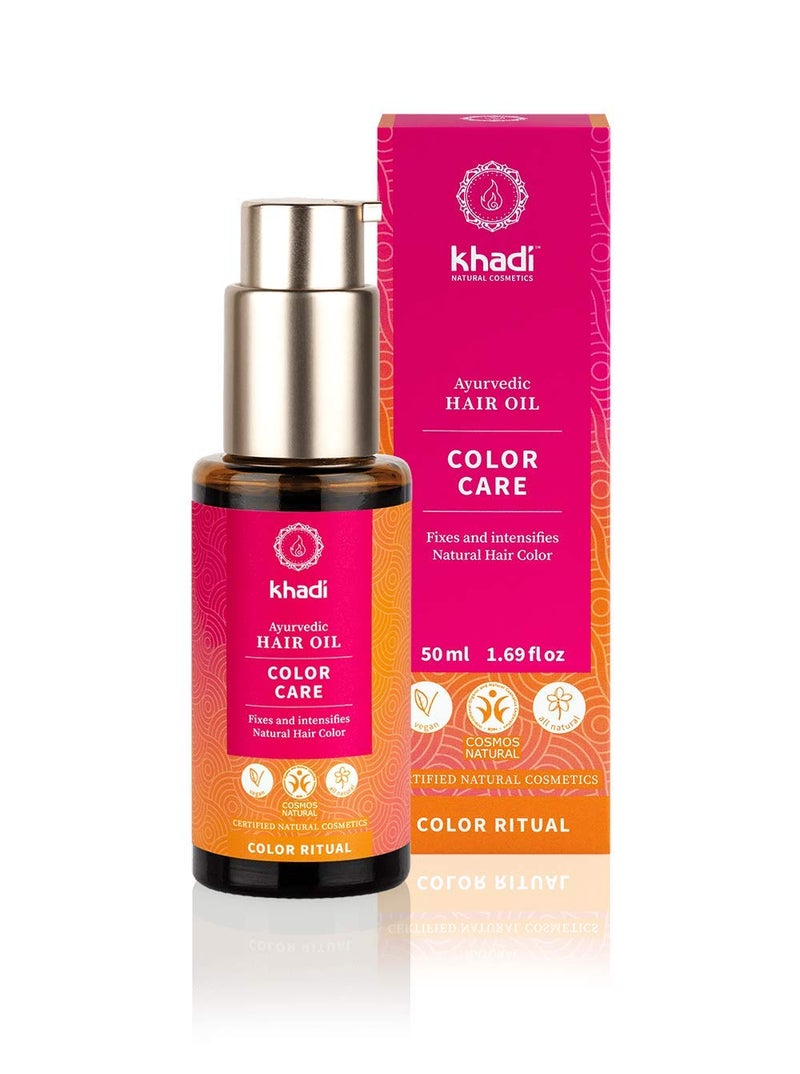 khadi COLOR CARE hair oil, hair treatment to set your natural hair color, shine, UV & color protection, 100% natural, herbal, & vegan, silicone-free, Ayurvedic hair care, organic natural beauty 1.69oz