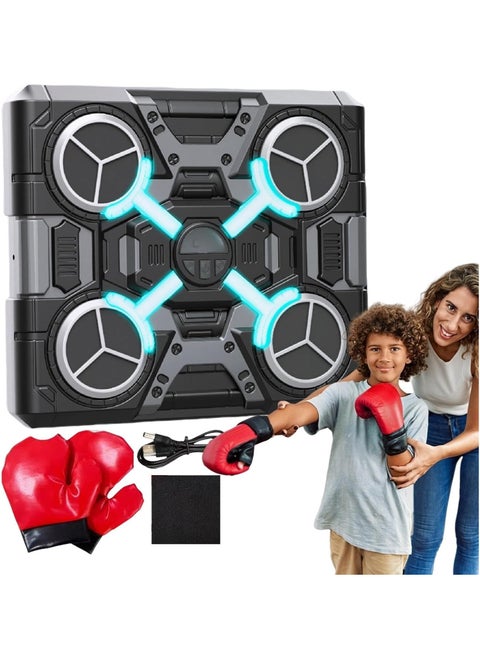 Interactive Boxing Game - High Energy Boxing Equipment, Digital Boxing Wall Target Punching Pads | Multifunctional Music Punching Machine, Boxing Machine Wall Mounted Music with Gloves for Indoor Gym