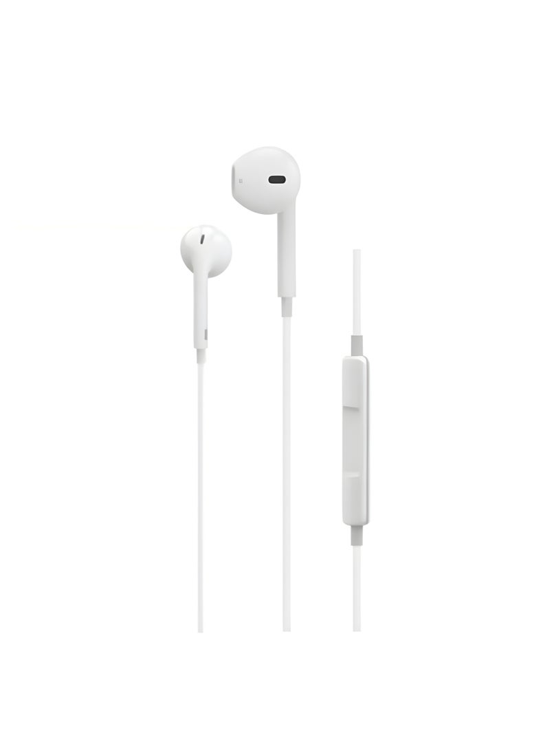 فونينج سماعة FONENG T15 سلكية بصوت HI-FI وميكروفون – مقاس نصف أذن – سلك 1200 مم – لون أبيض - Image 1